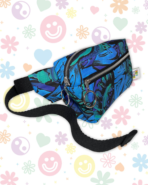 Blue, Purple & Green Retro Revival Funky Festival Bumbag - Made To Order