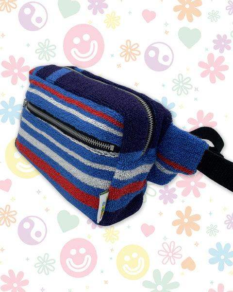 Nautical Stripe Red, White & Blue Towelling Bumbag