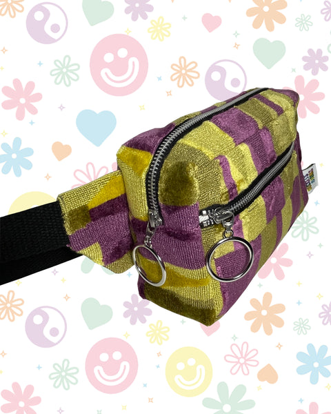 Purple & Gold Geometric Checkerboard Bumbag - Made to Order