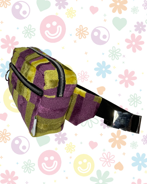 Purple & Gold Geometric Checkerboard Bumbag - Made to Order