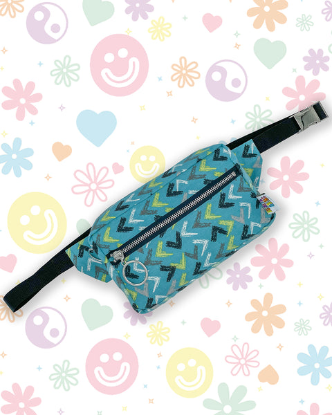 Blue Scribble Chevron Arrow Bumbag