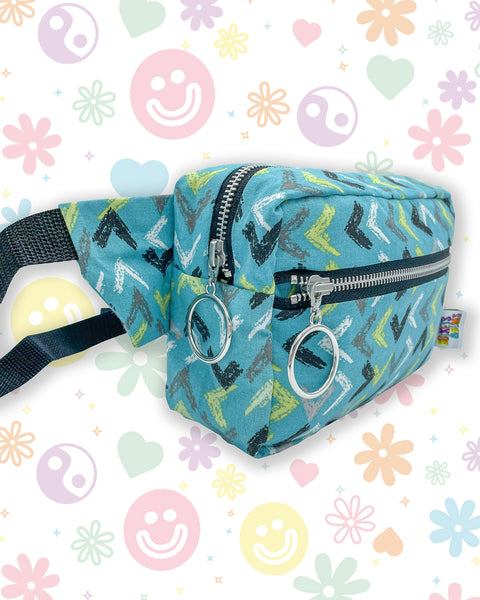 Blue Scribble Chevron Arrow Bumbag