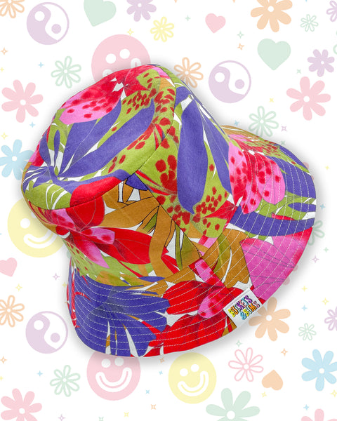 Dark Tropical Flora & Fauna Leafy Bucket Hat - Made to Order