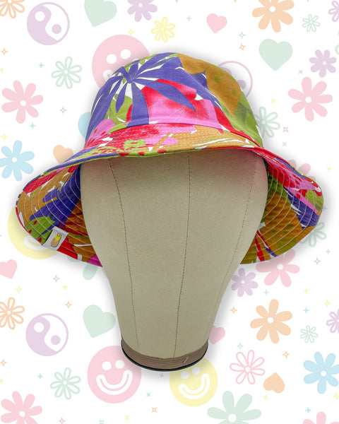 Dark Tropical Flora & Fauna Leafy Bucket Hat - Made to Order