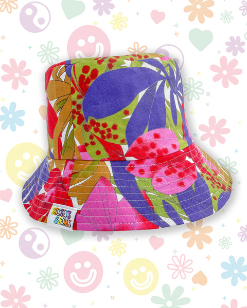 Dark Tropical Flora & Fauna Leafy Bucket Hat - Made to Order