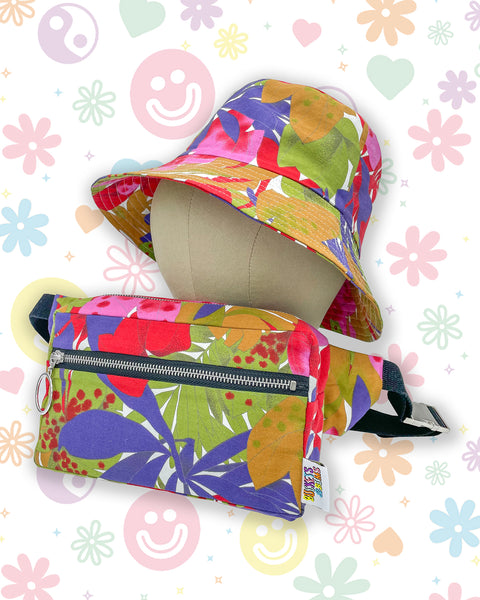 Dark Tropical Floral & Fauna Leafy Bumbag