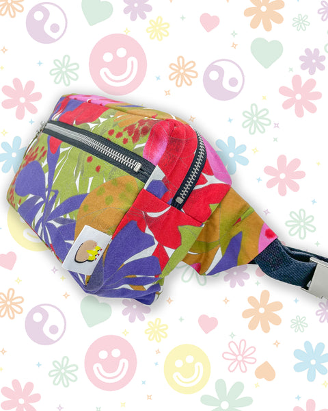 Dark Tropical Floral & Fauna Leafy Bumbag
