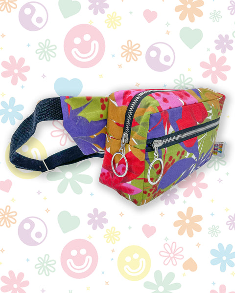 Dark Tropical Floral & Fauna Leafy Bumbag