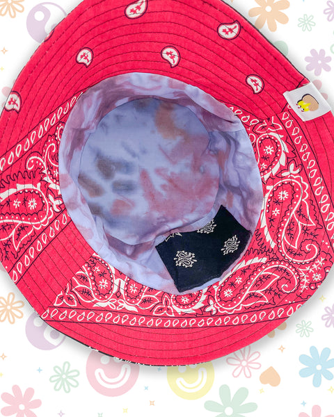 Pink & Black Bandana Colour Block Bucket Hat