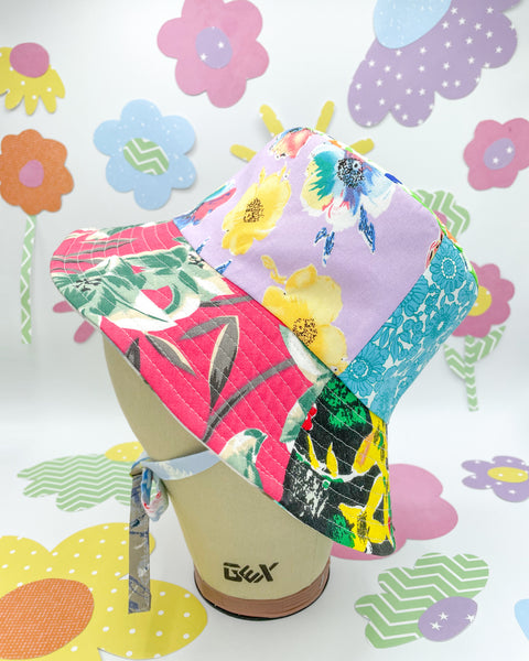 Fantastic floral bucket hat - side view, showing all 4 different panels