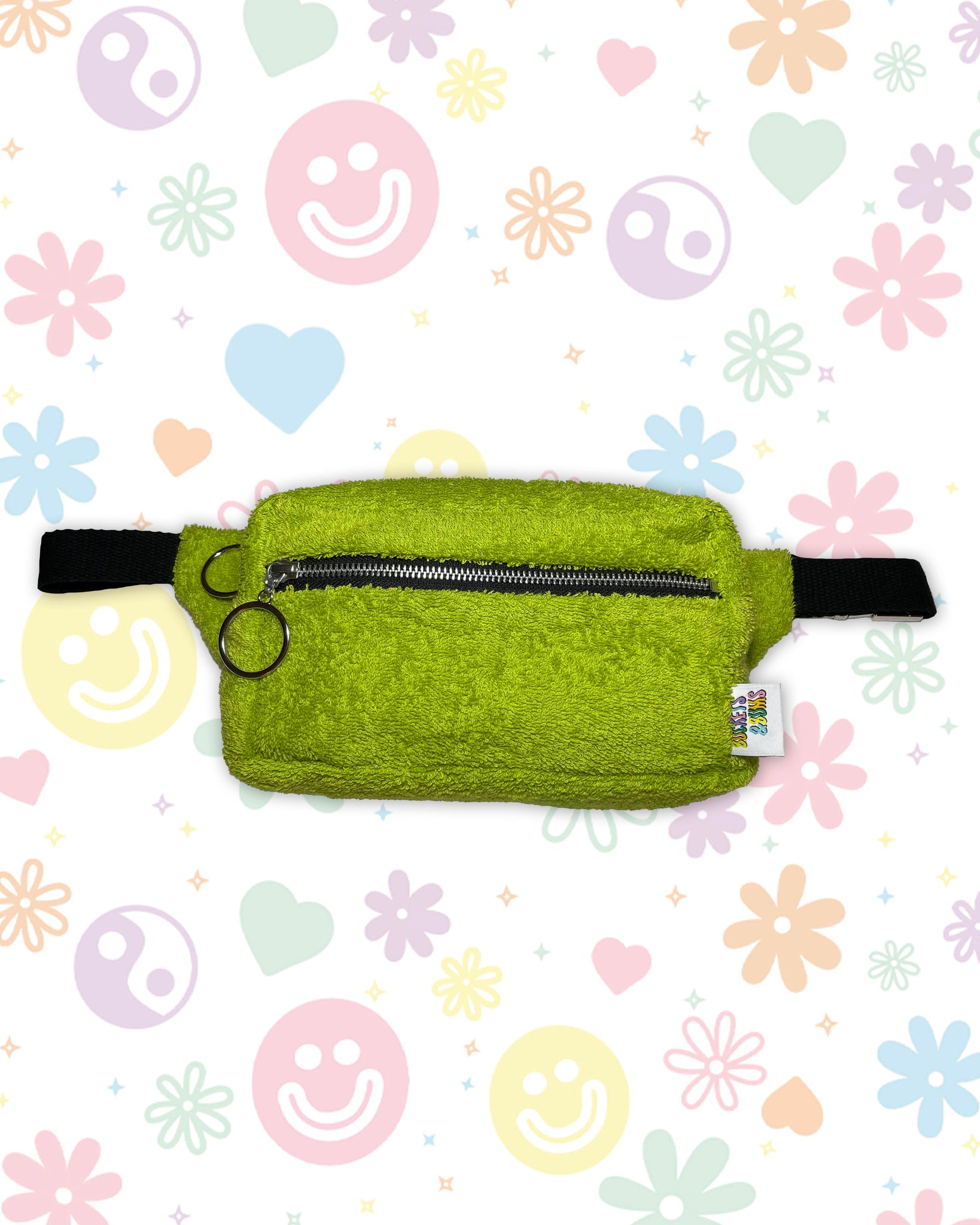 Lime Green Dopamine Upcycled Towelling Bumbag