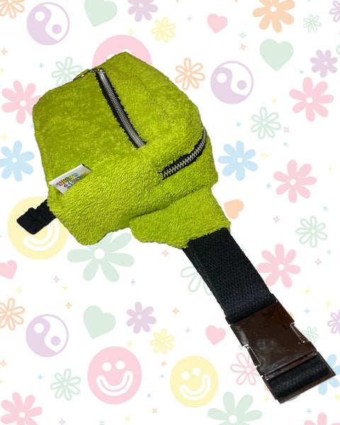 Lime Green Dopamine Upcycled Towelling Bumbag