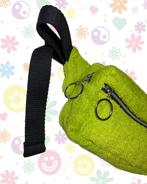 Lime Green Dopamine Upcycled Towelling Bumbag