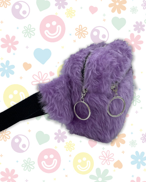 Lilac Fluffy Faux Fur Bumbag