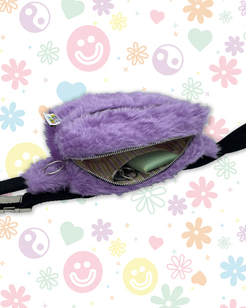 Lilac Fluffy Faux Fur Bumbag