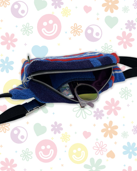 Nautical Stripe Red, White & Blue Towelling Bumbag