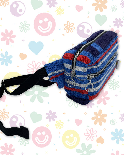 Nautical Stripe Red, White & Blue Towelling Bumbag