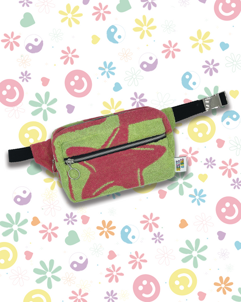 Pink & Green Upcycled Beach Towel Starfish Bumbag