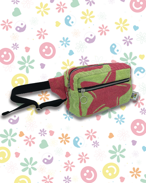 Pink & Green Upcycled Beach Towel Starfish Bumbag