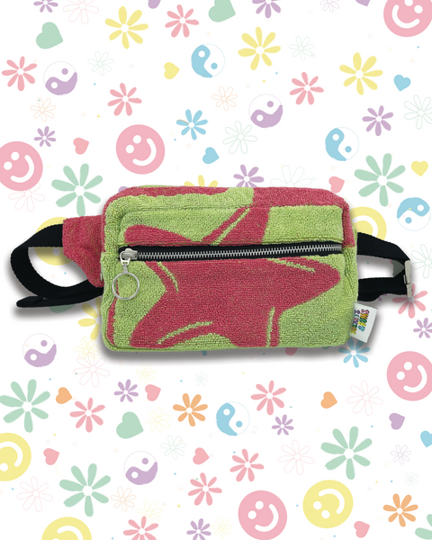 Pink & Green Upcycled Beach Towel Starfish Bumbag