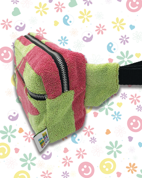 Pink & Green Upcycled Beach Towel Starfish Bumbag