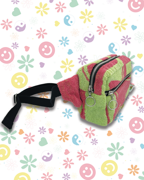 Pink & Green Upcycled Beach Towel Starfish Bumbag