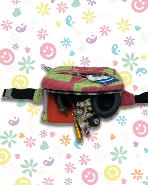 Pink & Green Upcycled Beach Towel Starfish Bumbag