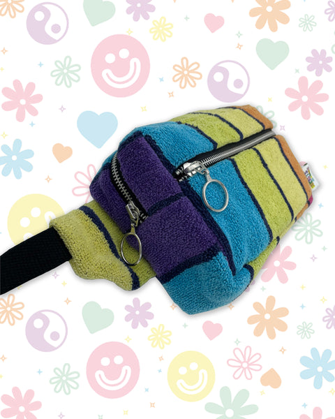 Beach Vibe Rainbow Stripe Towelling Bumbag