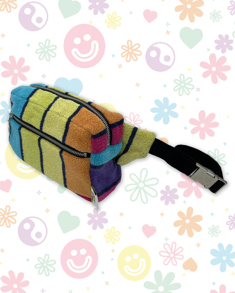 Beach Vibe Rainbow Stripe Towelling Bumbag