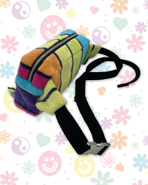 Beach Vibe Rainbow Stripe Towelling Bumbag