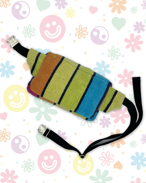 Beach Vibe Rainbow Stripe Towelling Bumbag