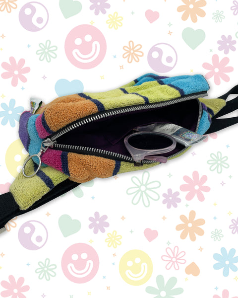 Beach Vibe Rainbow Stripe Towelling Bumbag