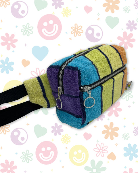 Beach Vibe Rainbow Stripe Towelling Bumbag