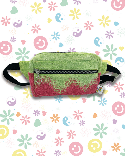 Upcycled Lime Green & Bright Pink Beach Towel Bumbag