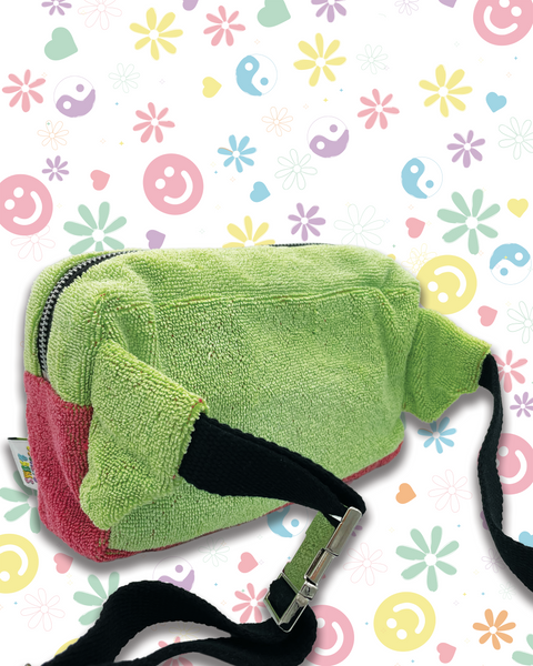 Upcycled Lime Green & Bright Pink Beach Towel Bumbag