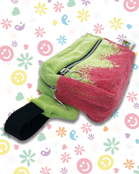 Upcycled Lime Green & Bright Pink Beach Towel Bumbag