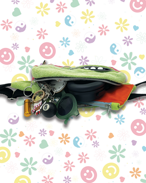 Upcycled Lime Green & Bright Pink Beach Towel Bumbag