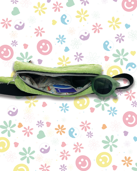 Upcycled Lime Green & Bright Pink Beach Towel Bumbag