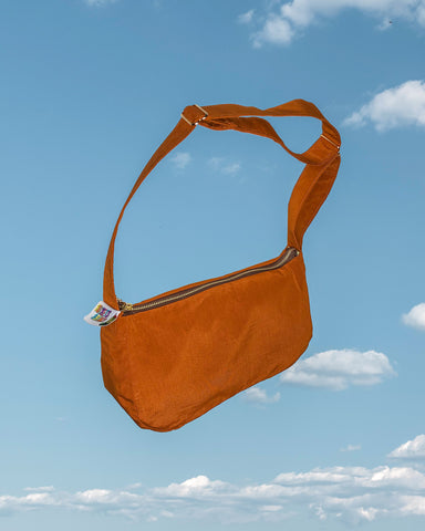 Brown silky mini shoulder bag